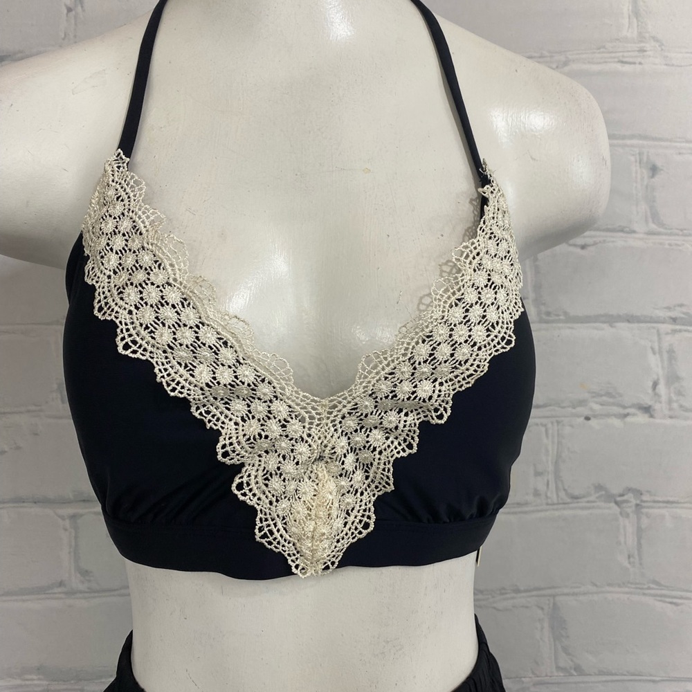 NWT Black Crochet Bikini Top